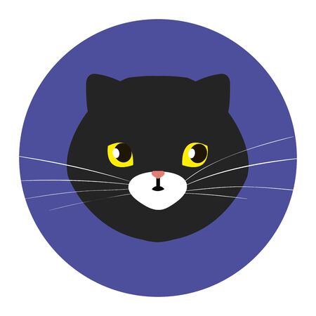 face of cat black in frame circular vector illustration designのイラスト素材