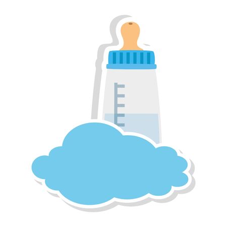 baby bottle milk in cloud isolated icon vector illustration designのイラスト素材