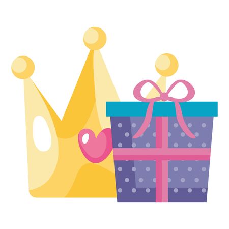 gift box with cute crown isolated icon vector illustration designのイラスト素材
