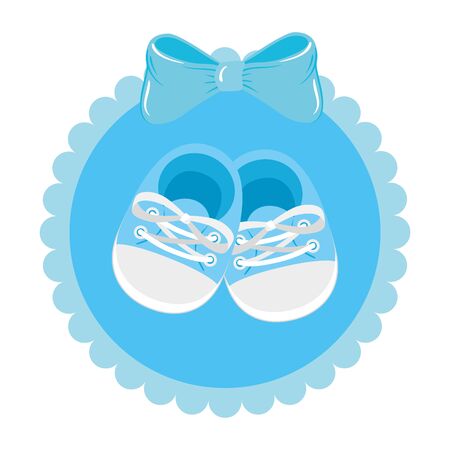 cute shoes baby in lace frame isolated icon vector illustration designのイラスト素材