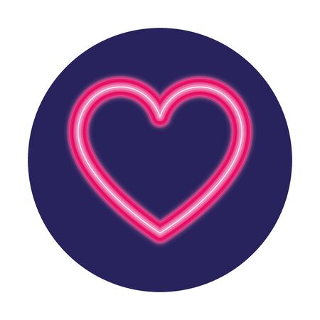 heart in neon light, valentine day vector illustration designのイラスト素材
