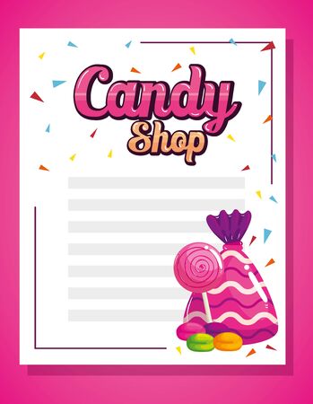 candy shop card with delicious caramels vector illustration designのイラスト素材