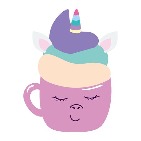 cute cup unicorn style icon vector illustration designのイラスト素材