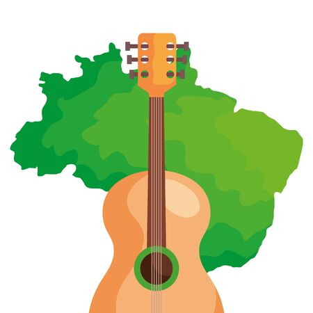 guitar with map of brazil isolated icon vector illustration designのイラスト素材