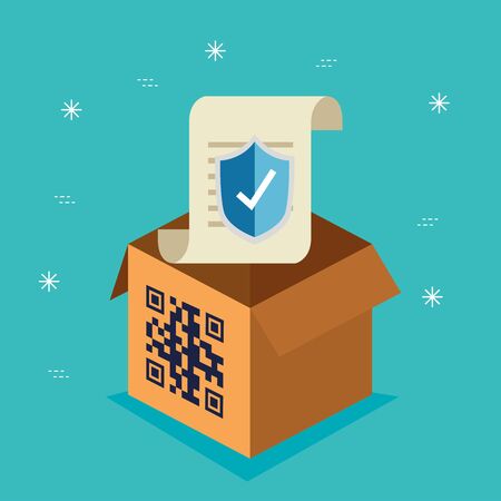 code qr in box with icons vector illustration designのイラスト素材