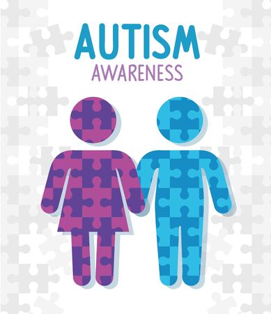 world autism day with silhouettes people vector illustration designのイラスト素材