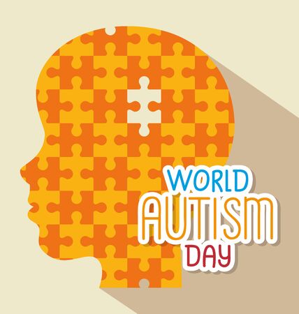 world autism day and head of puzzle pieces vector illustration designのイラスト素材