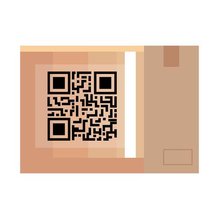 qr code over box design of technology scan information business price communication barcode digital and data theme Vector illustrationのイラスト素材