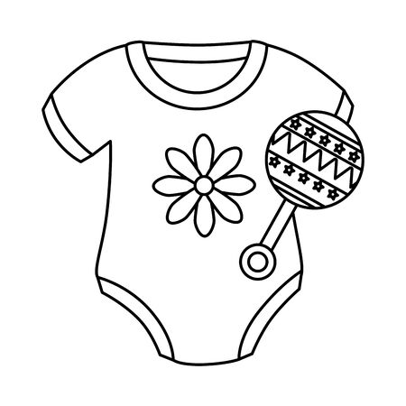 cute clothes baby girl with rattle isolated icon vector illustration designのイラスト素材