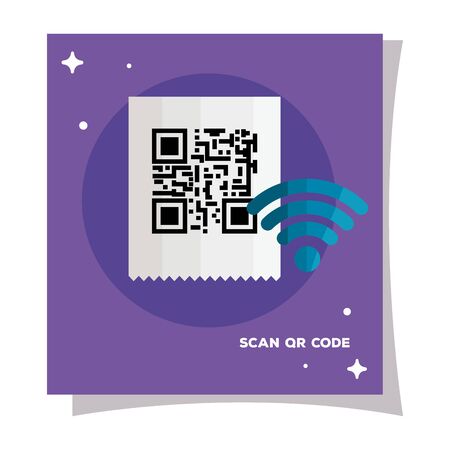 qr code paper and wifi design of technology scan information business price communication barcode digital and data theme Vector illustrationのイラスト素材