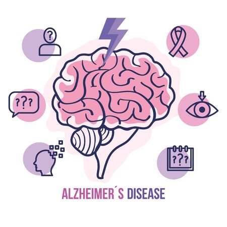 world alzheimer day with brain and icons vector illustration designのイラスト素材
