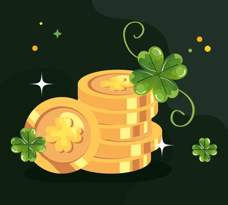 saint patricks day with coins and decoration vector illustration designのイラスト素材