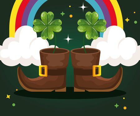 saint patricks day with elf boots and decoration vector illustration designのイラスト素材