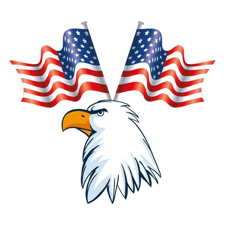 Usa eagle and flags design, United states america independence labor day nation us country and national theme Vector illustrationのイラスト素材
