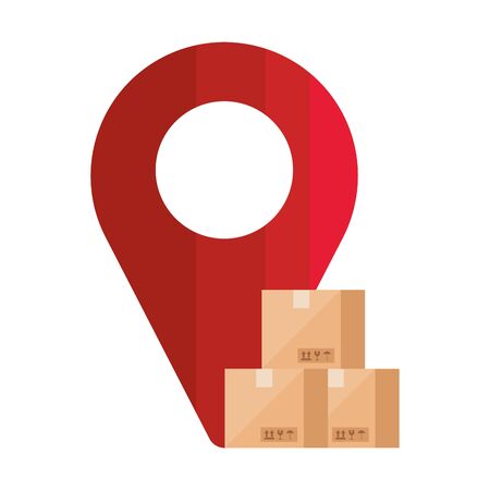 Boxes and gps mark design, Delivery logistics transportation shipping service warehouse industry and global theme Vector illustrationのイラスト素材