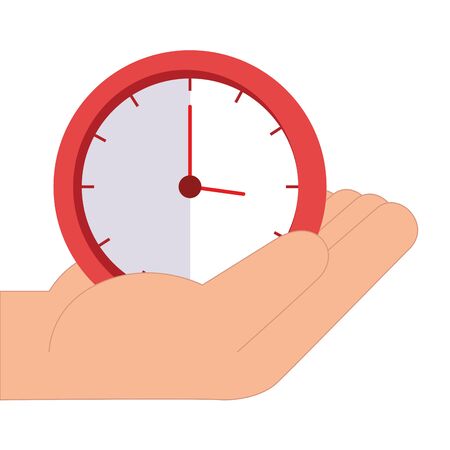 Clock instrument over hand design, Time tool watch second deadline measure countdown and object theme Vector illustrationのイラスト素材