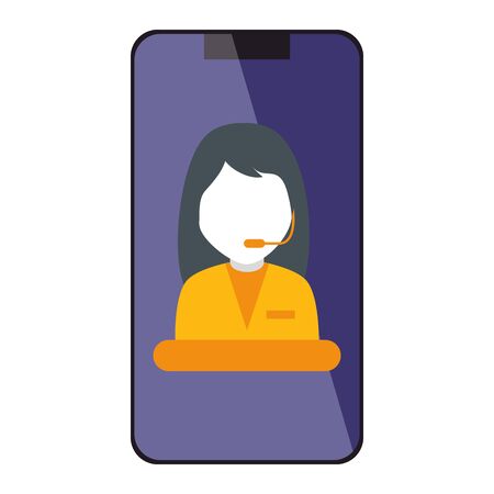 woman with headphones inside smartphone design, Delivery logistics transportation shipping service warehouse industry and global theme Vector illustrationのイラスト素材