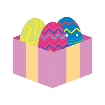 set of cute eggs easter in gift box vector illustration designのイラスト素材