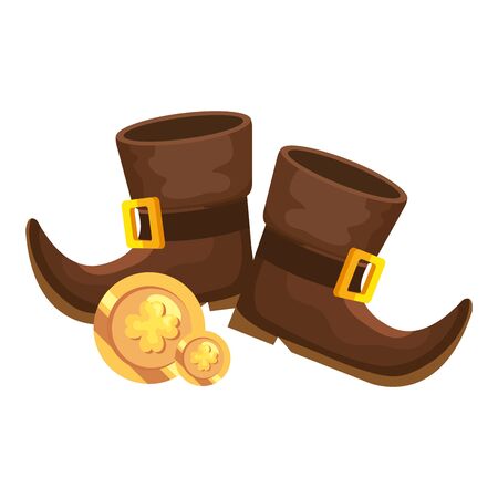 leprechaun boot with coins isolated icon vector illustration designiconのイラスト素材