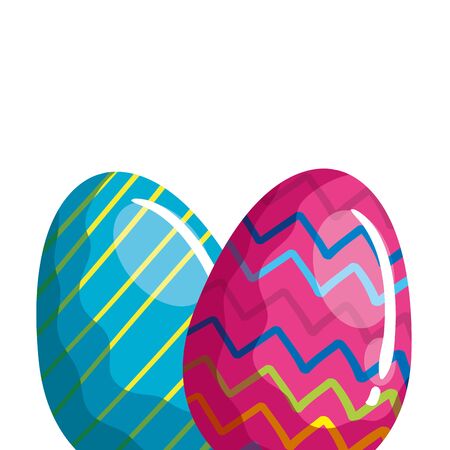 set of cute eggs easter decorated vector illustration designのイラスト素材