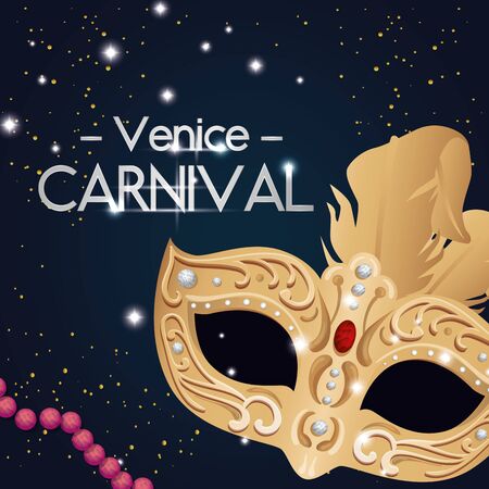 venice carnival and mask with feathers vector illustration designのイラスト素材
