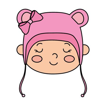 face of cute baby girl with hat with ears vector illustration designのイラスト素材