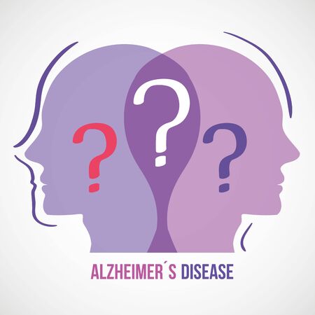 world alzheimer day with heads profile vector illustration designのイラスト素材