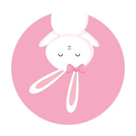 cute rabbit female animal in frame circular vector illustration designのイラスト素材