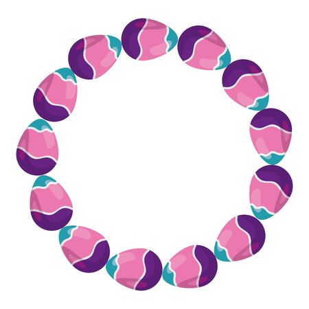 frame circular of eggs easter decorated vector illustration designのイラスト素材