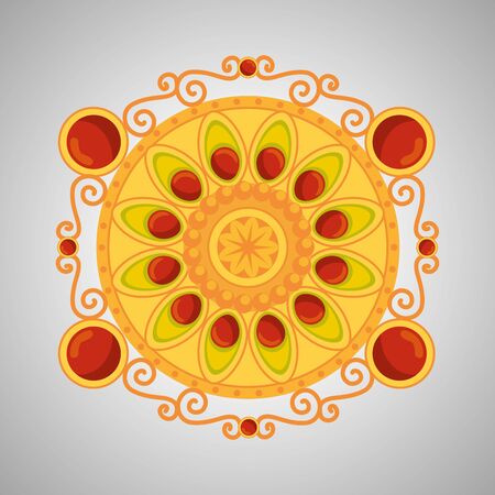 hindu flower decoration with traditional design to event celebration, vector illustrationのイラスト素材