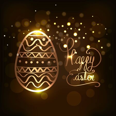 happy easter card with golden egg decoration vector illustration designのイラスト素材