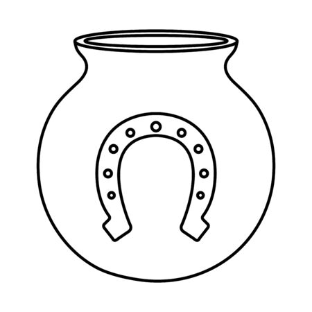 cauldron with horseshoe isolated icon vector illustration designiconのイラスト素材