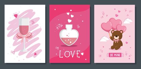 set icons for valentines day with decoration vector illustration designのイラスト素材