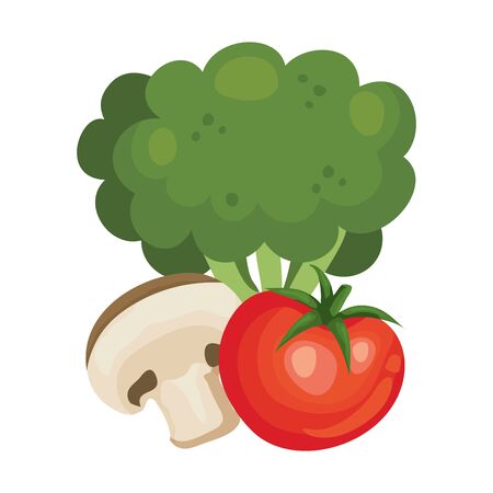 fresh broccoli with vegetables isolated icons vector illustration designのイラスト素材