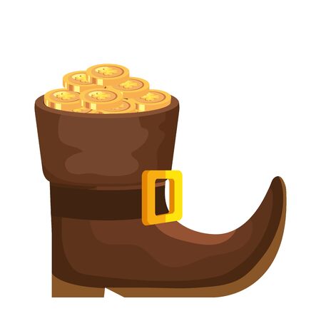 leprechaun boot with coins isolated icon vector illustration designiconのイラスト素材
