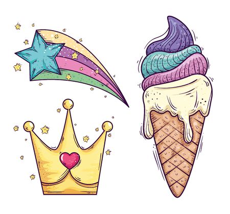 collection of sweet and fantasy icons vector illustration designのイラスト素材
