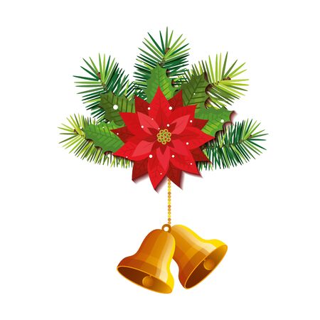 flower with bells christmas hanging isolated icon vector illustration designのイラスト素材