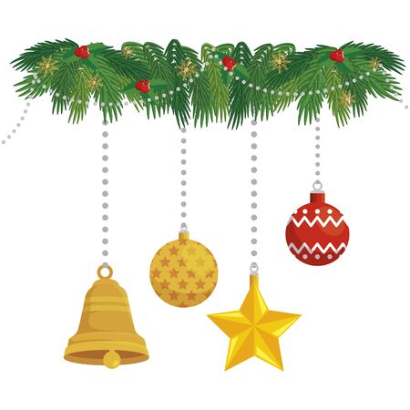 ball with set decorations christmas hanging vector illustration designのイラスト素材