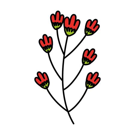 cute flowers red with branch isolated icon vector illustration designのイラスト素材