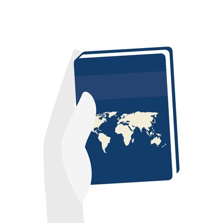 hand with atlas text book isolated icon vector illustration designのイラスト素材