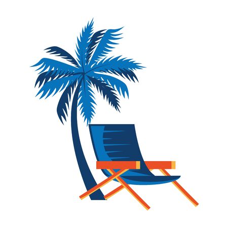 summer chair with tree palm isolated icon vector illustration designのイラスト素材