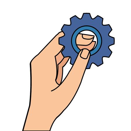 hand with gear pinion machine isolated icon vector illustration designのイラスト素材