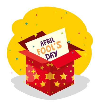 april fools day and box with stars vector illustration designのイラスト素材