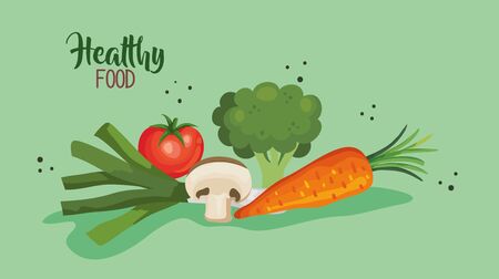 healthy food poster with carrot and vegetables vector illustration designのイラスト素材