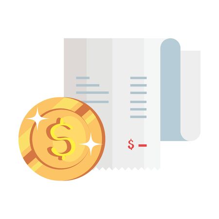 paper voucher with coin isolated icon vector illustration designのイラスト素材