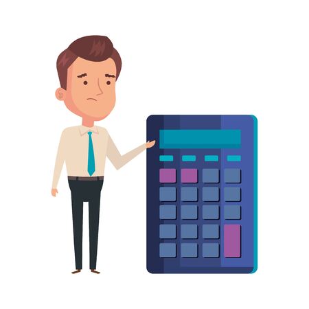 calculator math with businessman isolated icon vector illustration designのイラスト素材