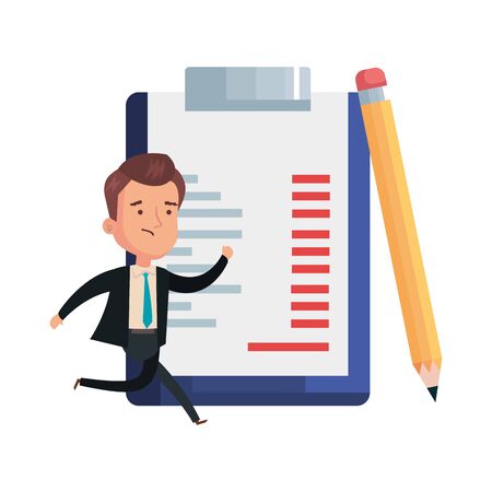 businessman with clipboard document and icons vector illustration designのイラスト素材
