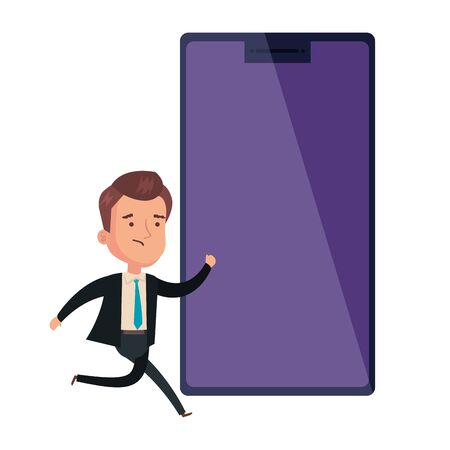 smartphone device with businessman isolated icon vector illustration designsのイラスト素材