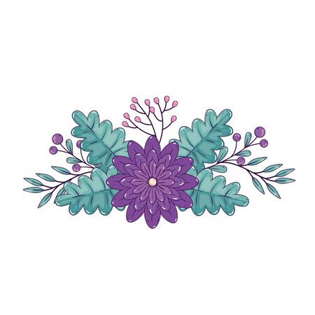 cute flower with leafs decoration vector illustration designのイラスト素材