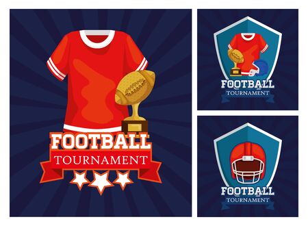 set poster of american football with decoration vector illustration designのイラスト素材
